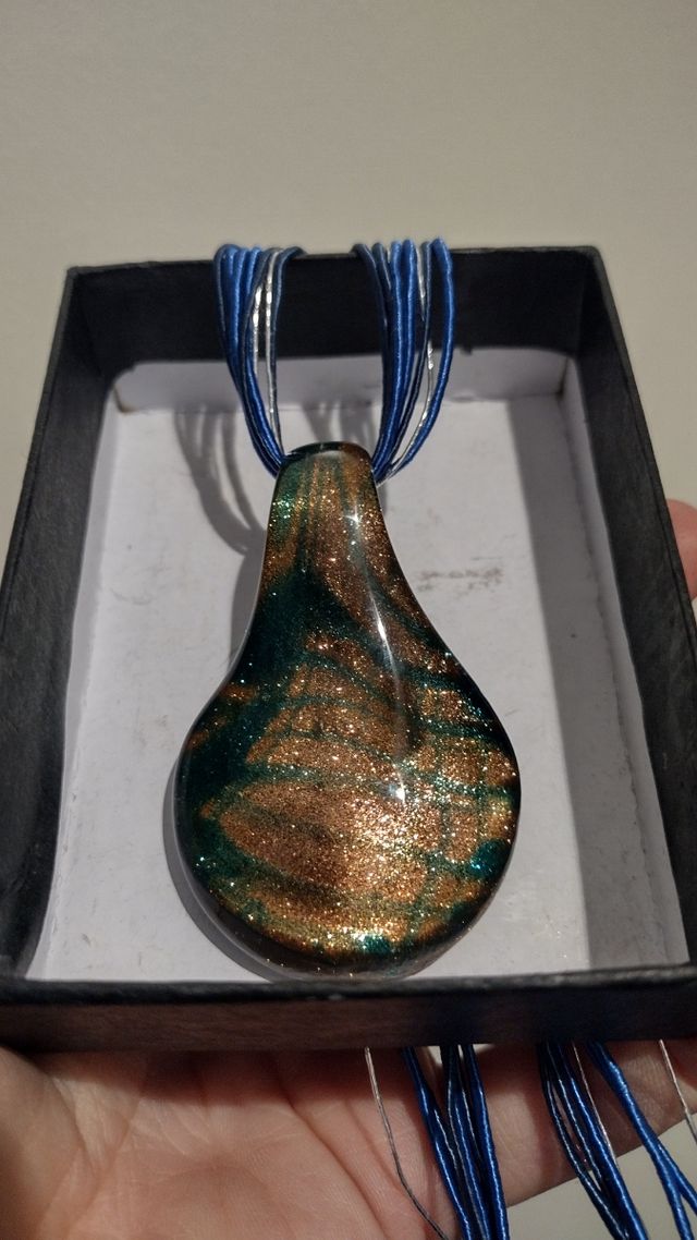 Colgante Cristal Murano dorado-verde.