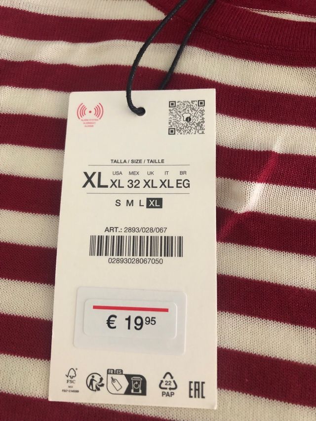 Camiseta Zara rayas rojas XL