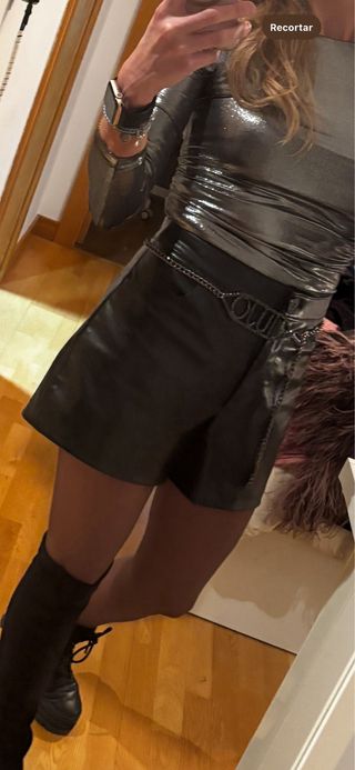 Shorts cuero negros ZARA