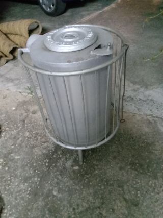 Estufa leña redonda - metal gris