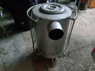 Estufa leña redonda - metal gris