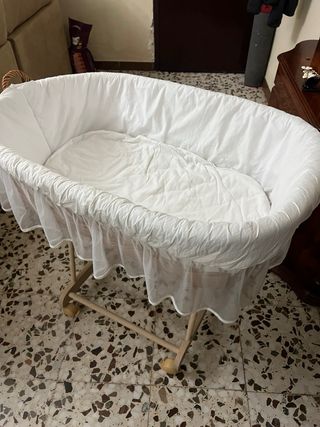 Moisés bebé - Cuna mimbre blanca