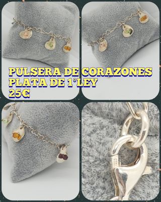 Pulsera corazones plata 1ª ley