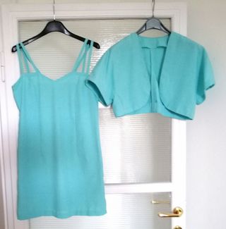 Abito e bolero vintage turchese, tg M