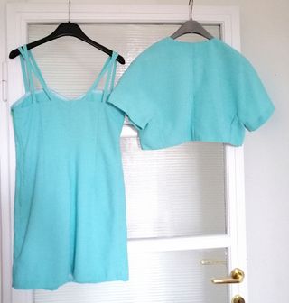 Abito e bolero vintage turchese, tg M