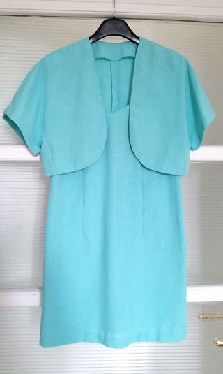 Abito e bolero vintage turchese, tg M
