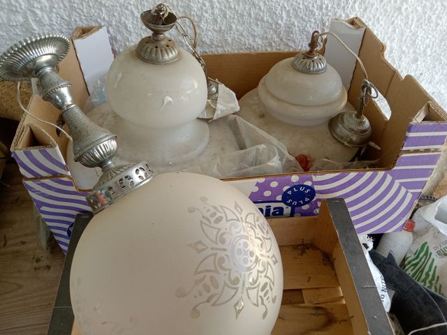 4 Lamparas Vintage - Cristal y Metal