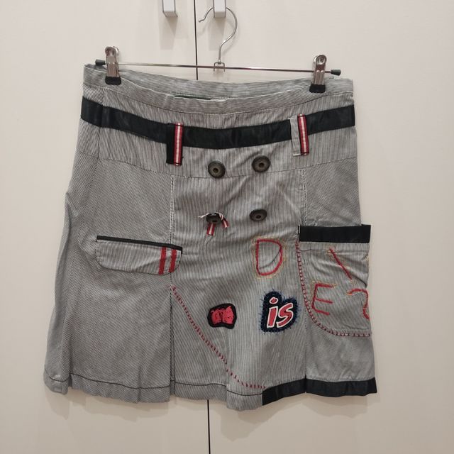 Falda Desigual negra y gris - M