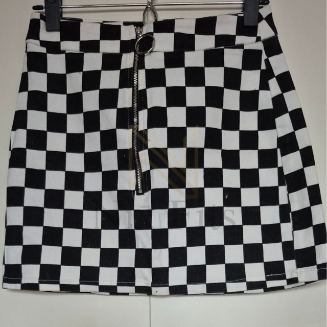 Mini Falda Cuadros Blanco-Negro