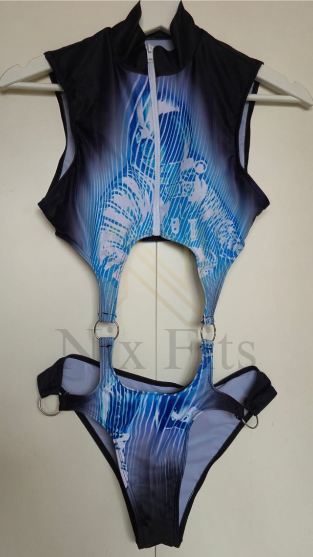 Bañador negro y azul espacial
