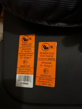 Silla coche Römer grupo 1