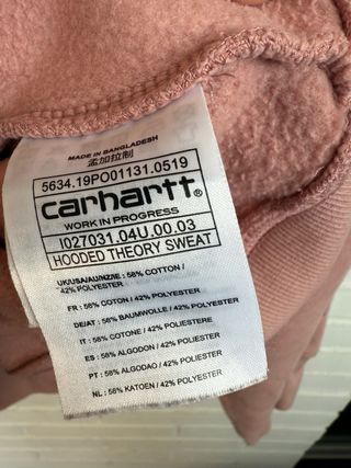 CARHARTT sudadera capucha rosa palo talla S