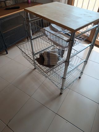 Scaffale con cassetti per frutta - Acciaio cromato e legno