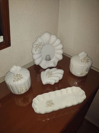 Juego tocador porcelana blanco