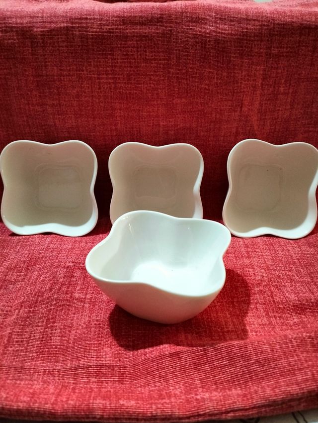 4 Platos Entremeses Cerámica Blancos