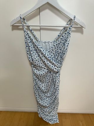 Vestido flores - blanco y azul