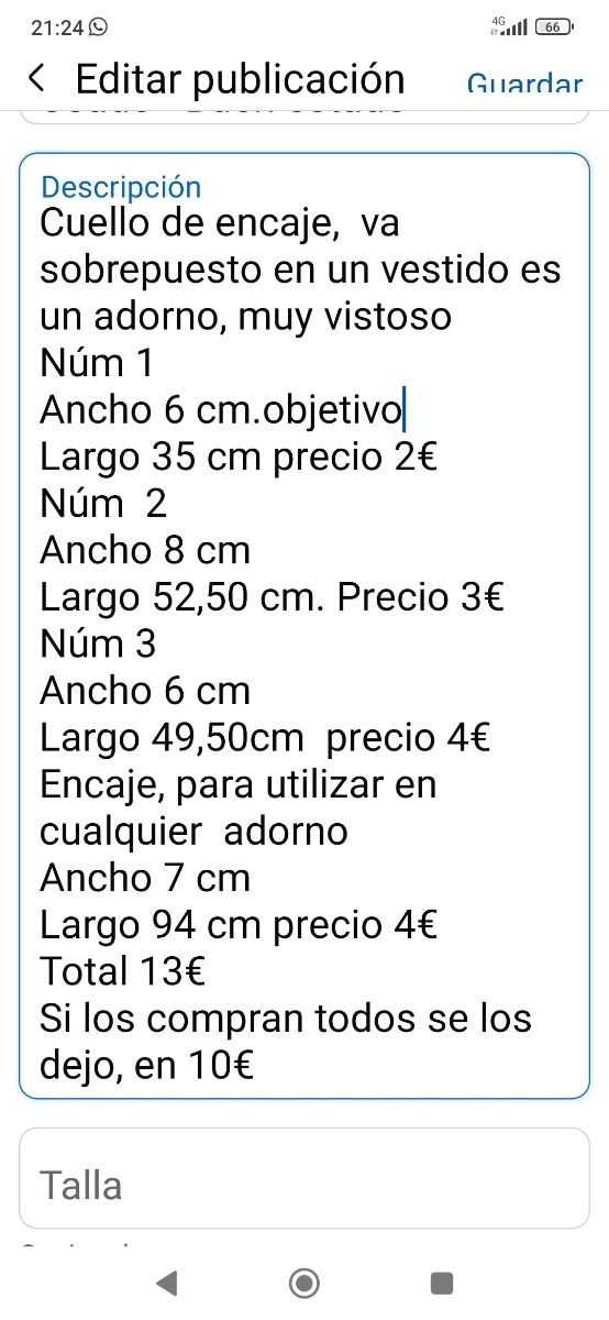 Cuellos de encaje beige y blanco