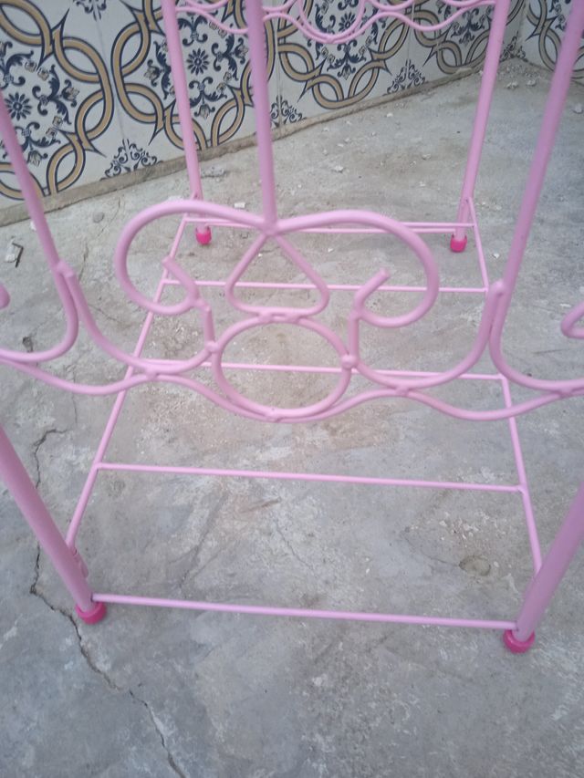Letto bambole in metallo rosa
