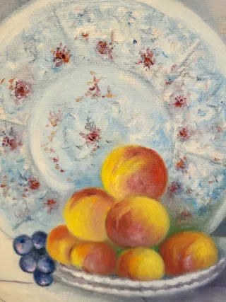 Óleo sobre lienzo. Bodegón de frutas