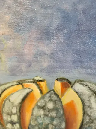 Óleo sobre lienzo. Bodegón de frutas