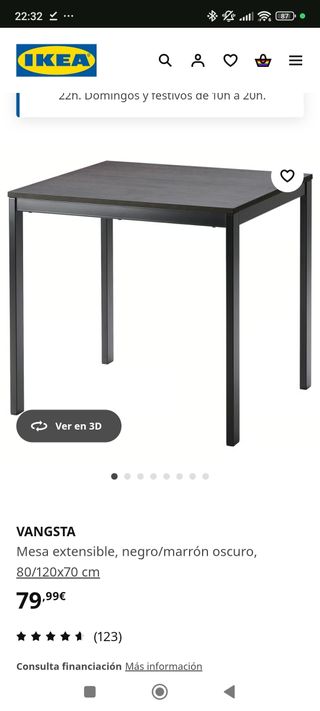 Mesa extensible VANGSTA Ikea 80/120x70