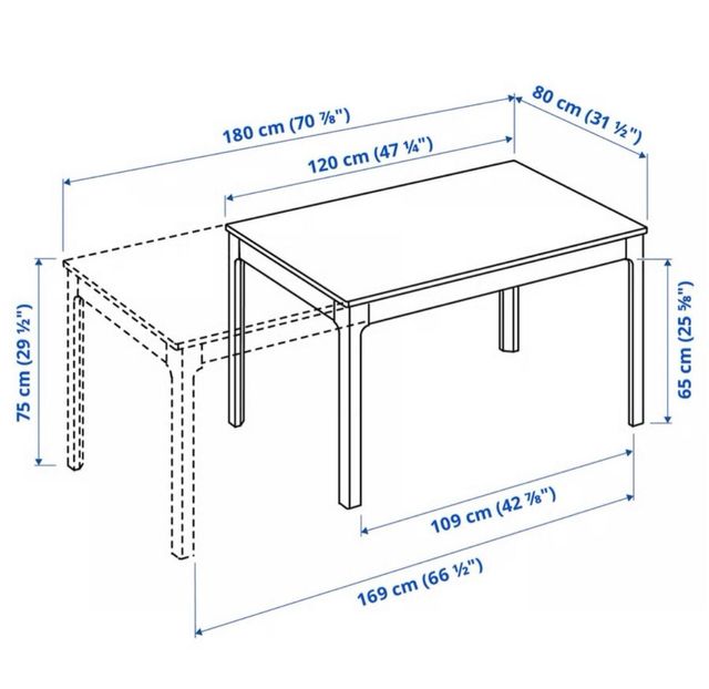 Mesa de comedor blanca extensible + 6 sillas