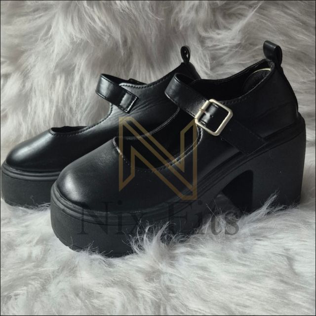 Zapatos Mary Jane negros plataforma