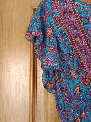Vestido largo turquesa - boho 70% Seda