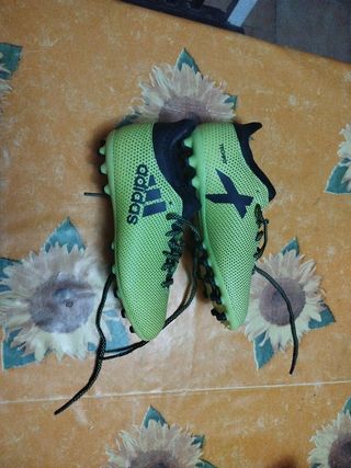 Botas fútbol niño Adidas - amarillo fluorescente