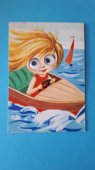 Cartolina vintage occhi mobili
