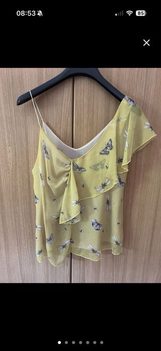 Top firmato Meme Road giallo - Monospalla
