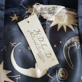 Bata Satén. Unisex de Lujo. XL. Azul dibujos