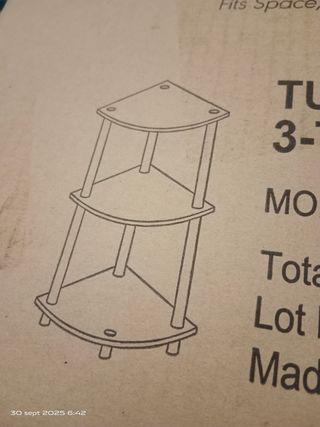 Estantería esquina 3 niveles marrón-negro