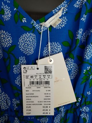 Mono Springfield azul - Talla 40. Con etiqueta.