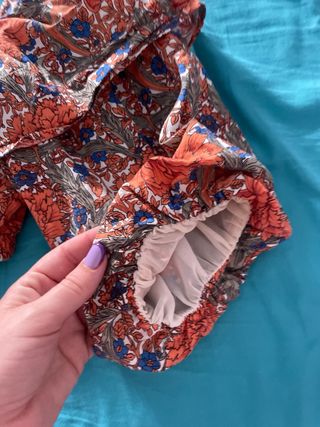 Top Zara-sin hombros, estampado floral 