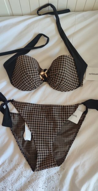 Bikini con estampado pata de gallo