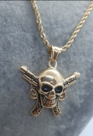Collar calavera dorada