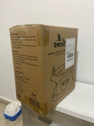 Silla para la Bañera Bebé Toral - Azul y Blanca.