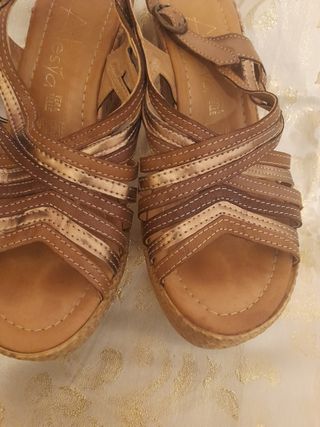 Sandali zeppa estate donna marroni