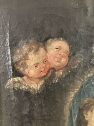 Virgen con Niño. Óleo s.XVII-XVIII. 57x44