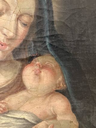 Virgen con Niño. Óleo s.XVII-XVIII. 57x44