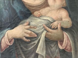 Virgen con Niño. Óleo s.XVII-XVIII. 57x44