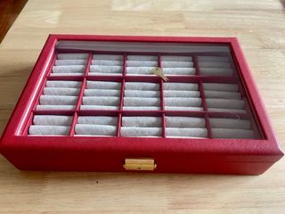 Caja piel porta 90 anillos vintage