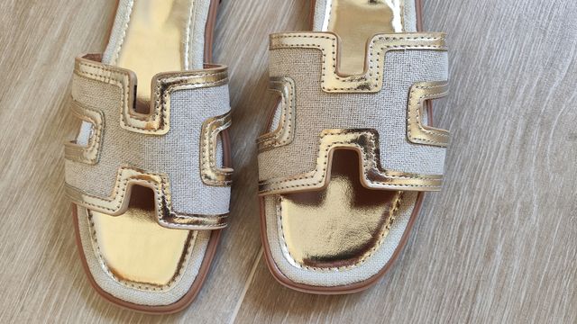 Chanclas doradas mujer talla 39