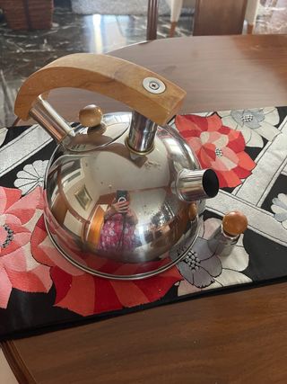 Hervidor agua vintage metal madera, adorna la coci