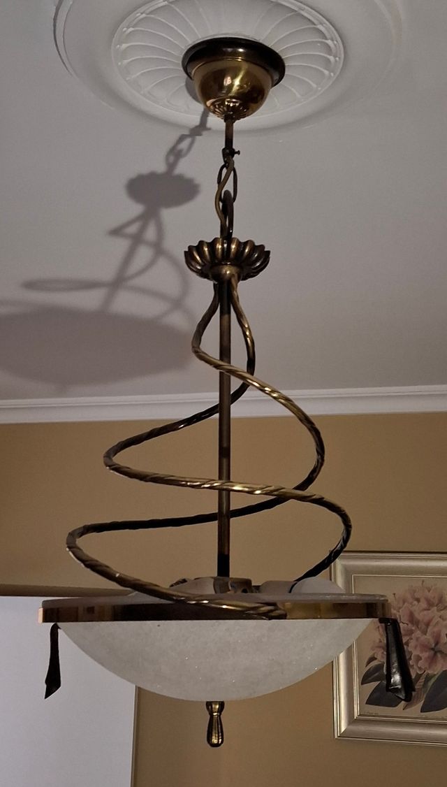 Lámpara bronce 3 focos. Cristal