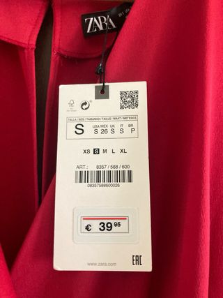 Mono Zara rojo cruzado - Talla S