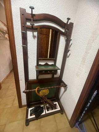Recibidor madera artesana - Perchero Paragüero