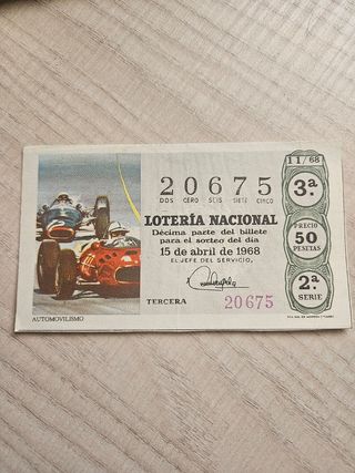 Décimo Lotería Nacional 1968