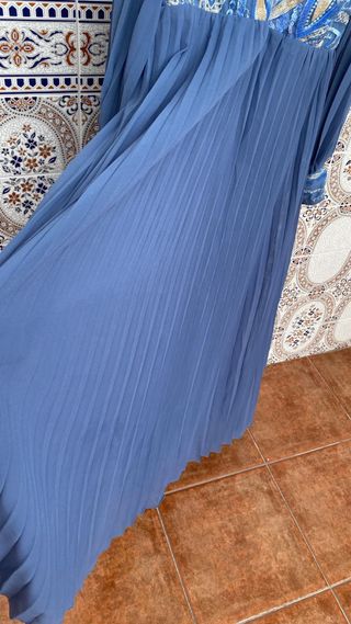 Vestido azul fiesta - pedrería
